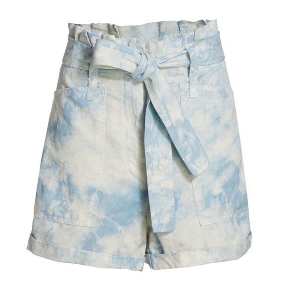 New ALC Davidson Bleached Shorts High Rise Paperbag Tie Waist Belt Linen Blend 0 - Picture 13 of 14